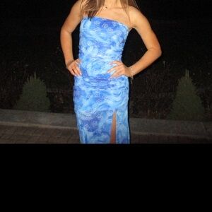 Windsor Strapless Blue Floral Dress